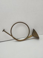Vintage Solid Brass Metal French Hunting Horn 12" Miniature Decor