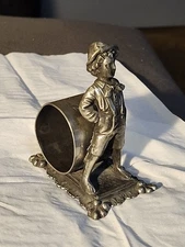 Victorian Boy  Quadruple Silver Plate Figural Napkin Ring Highly Detailed 