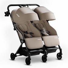 Mompush Lithe Double Stroller, Lightweight Side 31"L x 30"W x 40.2"H, Khaki