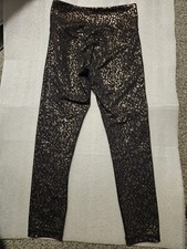 Zyia Active Women's Black Gold Light  Tight High Rise Leggings Size 6-8