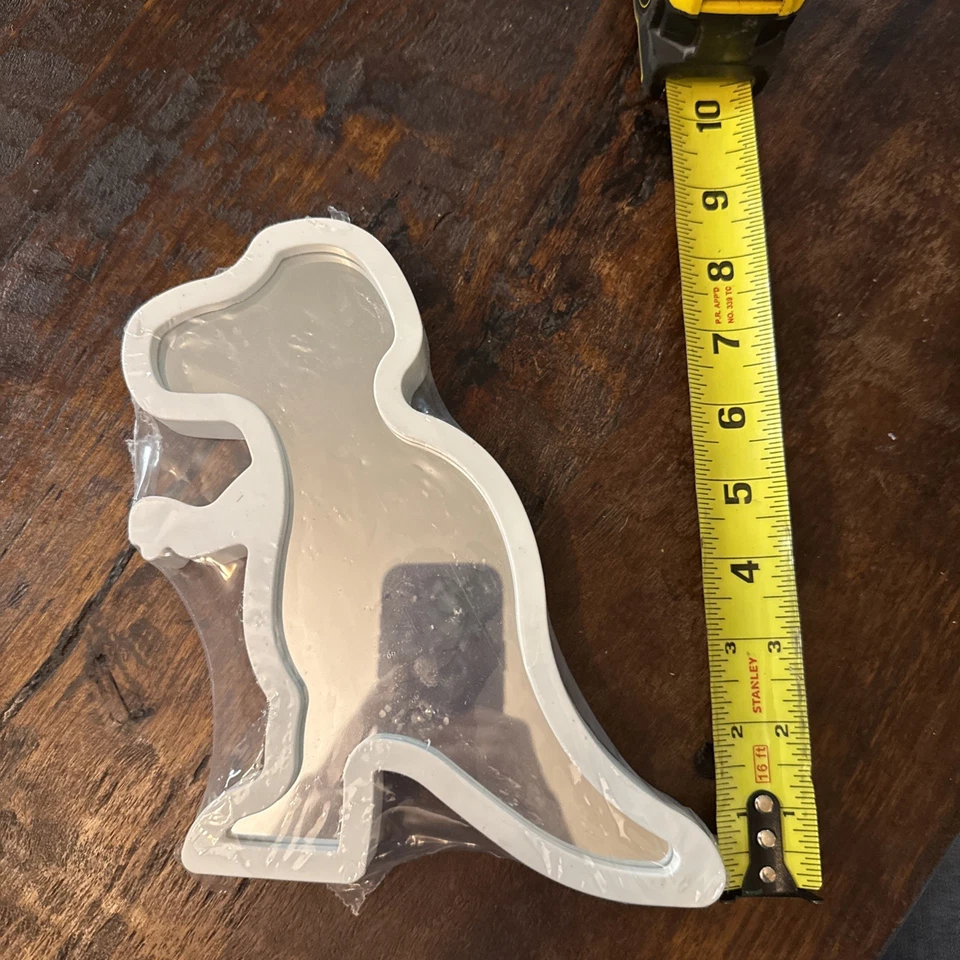 Espejo de dinosaurio náutico costero marco blanco liso divertido T-rex Dino Foto 4 de 4