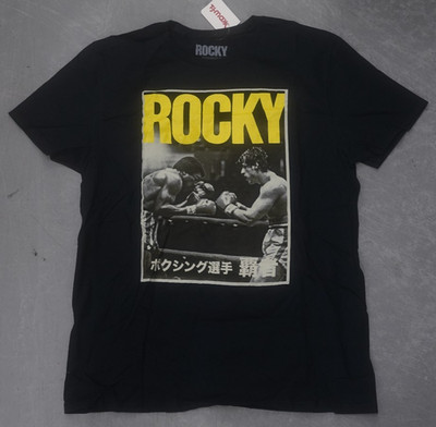 ROCKY OFFICIAL LICENSED APOLLO CREED JAPANESE GRAPHIC T-SHIRT BLACK SIZE L NWT