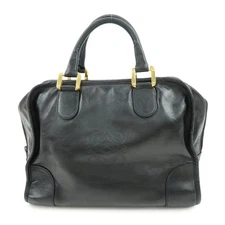 LOEWE Anagram Amazona36 Leather Hand Bag Boston Bag Black Authentic Used F/S