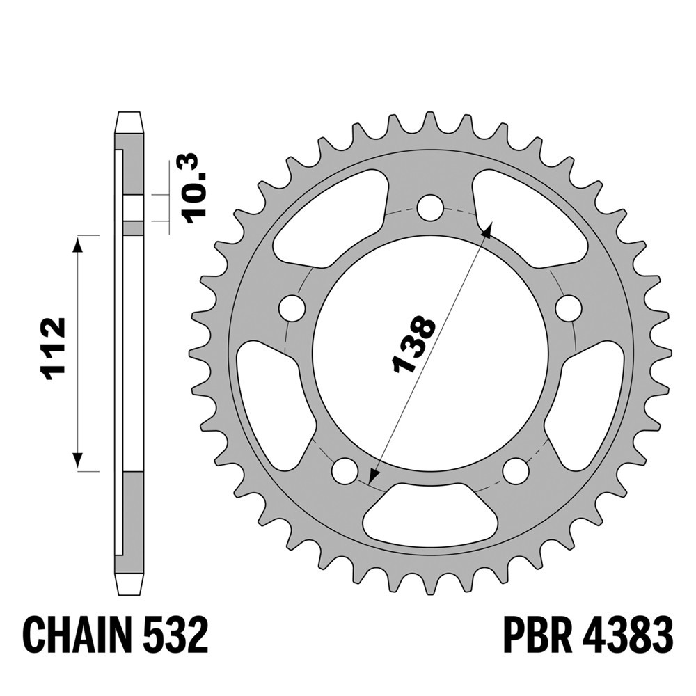 Pignon arrière acier PBR contre l'usure de transmission YAMAHA YZF-R6 600