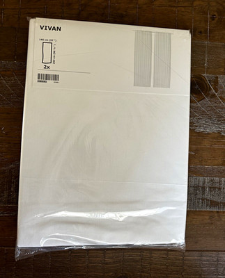 IKEA VIVAN White Semi Sheer Curtains 2 Panels 57x98.5  Polyester New 602.975.69