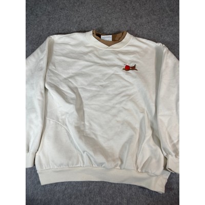 Vintage Y2K Peasant Bird Embroidered Crewneck Sweatshirt Mens XL White Artisans