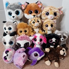 Lot Of 15 Ty Beanie Baby Boo Cat Fox Lion Cheetah Dog Skunk Raccoon Plushies