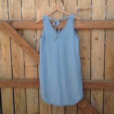 Gap Womens A Line Dress Blue Back Tie Mini V Neck Sleeveless Solid Chambray XS