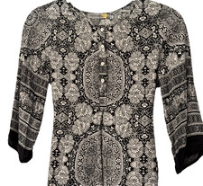 Figueroa & Flower Dress Womens Medium Black/White Lined Bohemian Artsy Hippie