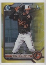 2022 Bowman Chrome Prospects Yellow Refractor 63/75 Maikol Hernandez 0z0v