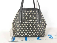 JIMMY CHOO SASHA Medium Tote Shoulder Bag Star Studs Studded Black Dust Bag