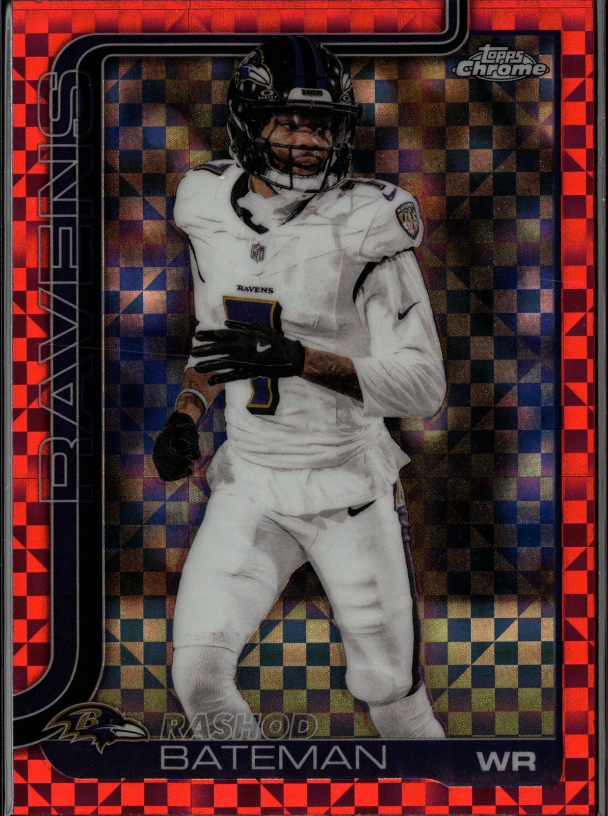 2025 Topps Chrome Football Rashod Bateman Pink X-Fractor Baltimore Ravens WR