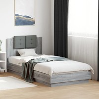 Bettgestell Mit Kopfteil Holzwerkstoff Grau 90X200 Cm Sonoma