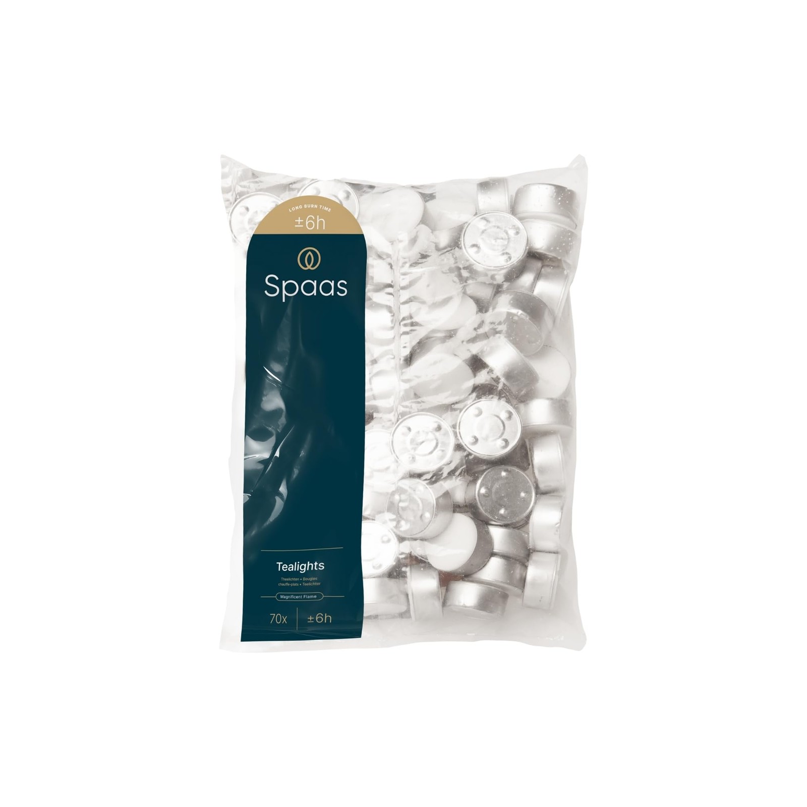 Spaas Tealights Bag x70, ± 6 Hours, White D 39 mm x H 16 mm,