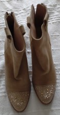 Stuart Weitzman size 5 suede ankle boot with embelished toe