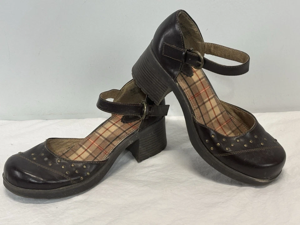 Zapatos Mary Jane Y2K De Colección TKS Cuero Talla 5 Tachuelas Grunge Hada Marrón Foto 2 de 4