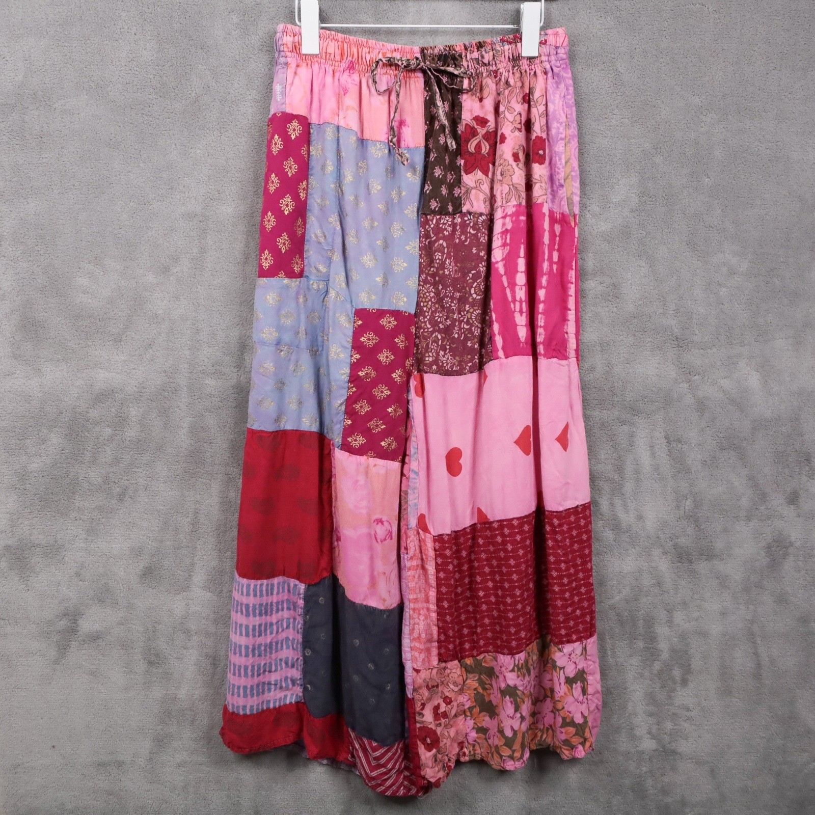 Patchwork Wide Leg Pants Drawstring Love Valentin… - image 2