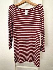 NEW Lou & Gray for LOFT Knit Mini Dress Womens S Red Pink Stripe Shift LS Soft