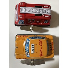 Sanko Manufacturing Co., Ltd. Made in Japan Tin Toy Wind-up Tin Taxi / Fire