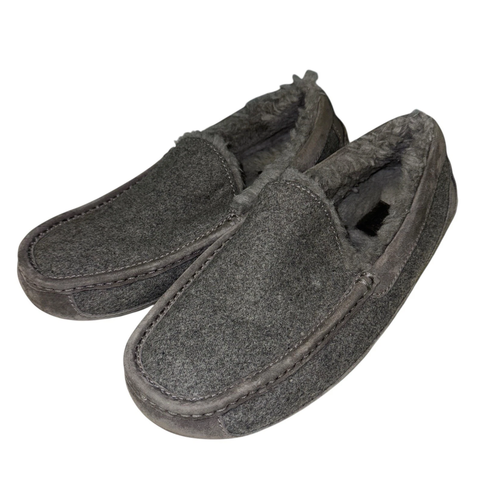 Mocassino pantofole uomo UGG Ascot taglia 9 grigio lana foderato pelle di pecora scarpe da guida