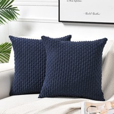 Decorative Throw Pillow Covers Navy Blue Square Cushion Case Set 18x18 2Pk