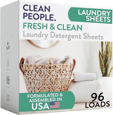 The Clean People Laundry Detergent Sheets - Laundry Soap - 96 Loads -Fresh Scent