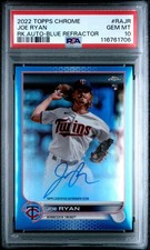 2022 Topps Chrome Joe Ryan RC Auto True Blue Refractor /150 #RA-JR PSA 10 GEM MT