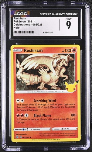 Pokémon TCG - CGC 9: Reshiram #002/025 SW&SH Celebrations Holo
