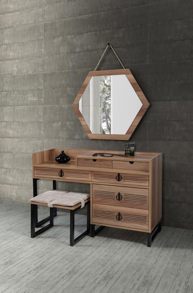 Schlafzimmer Spiegel Kommode Holz Modernes Design Luxus Braun Neu-image