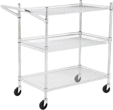 Commercial Grade Utility Cart 2/3 Tier Wire Rolling Cart with Handle & Wheels