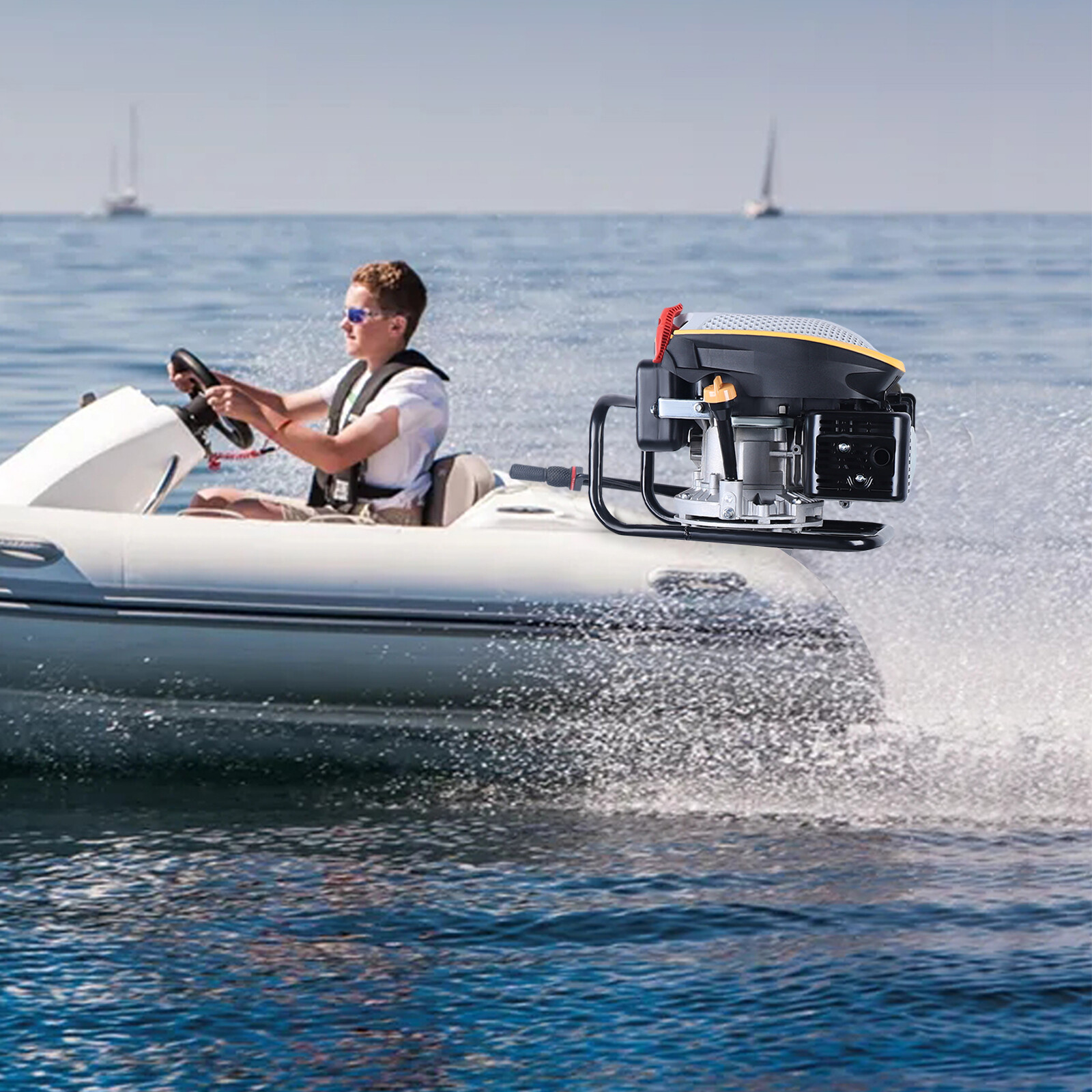4-Stroke 9 HP Outboard Motor Gas powered Boat Engine With Air Cooling Heavy Duty