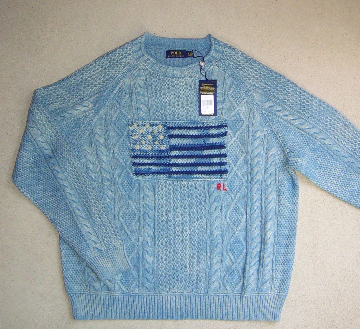 NWT Polo Ralph Lauren Indigo Flag Sweater size XL | eBay