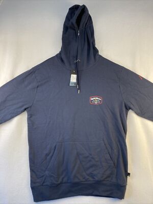 Quicksilver Mens Blue Hooded Sweatshirt Hoodie Pullover Size Medium M New Tags