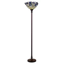 Floor Lamp Tiffany Style Stained Glass Iris Floral Flower Design Shade