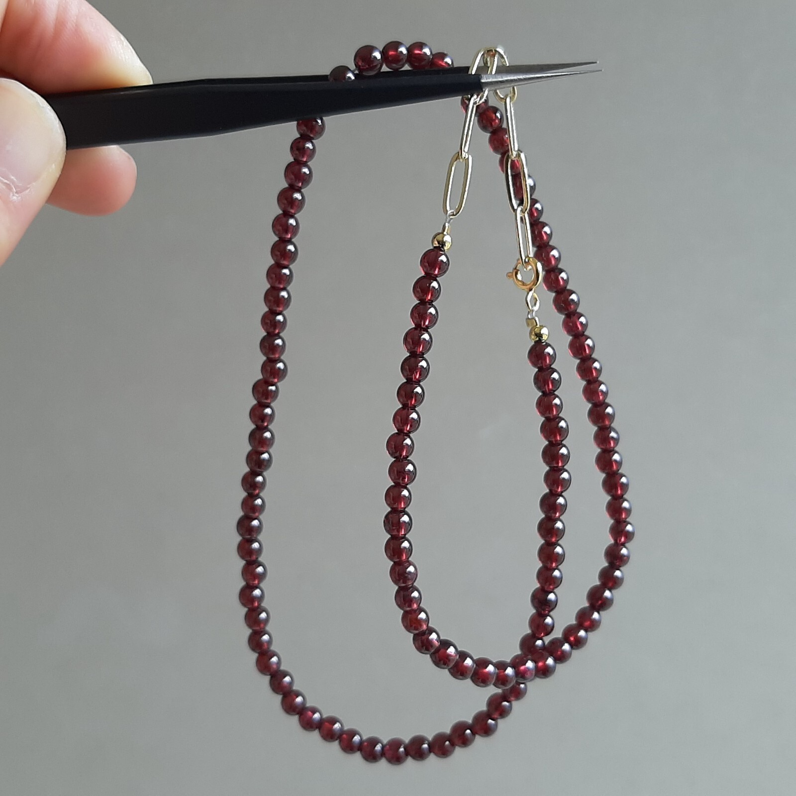 Collier ras du cou grenat argent 925 anti-allergie, fini les rougeurs avec ce bijou en pierre fine