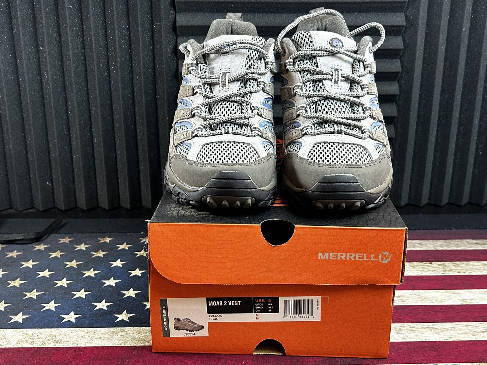 Scarpe da trekking da donna Merrell taglia 8 MOAB 2 ventilatore Falcon NUOVE! LOOK Vibram!