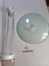 Pendelleuchte "SISCHE" silber/weiß -  großer Glasschirm grünlich - 90 cm hoch