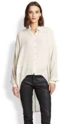 Eileen Fisher The Fisher Project 100 Silk High Low Blouse Tunic Bone Ivory S eBay