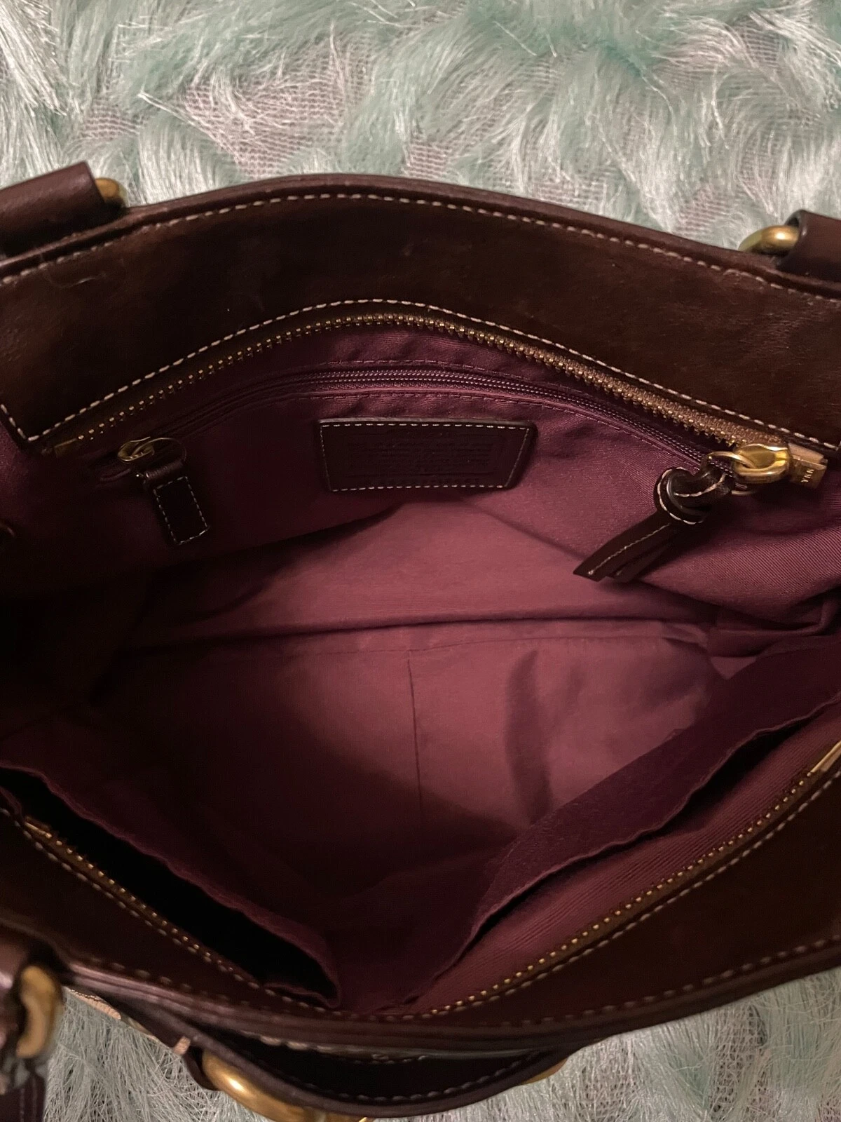 Borsa Coach firmata logo pelle marrone MedHand Bag