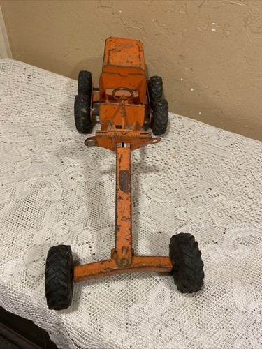 Livellatrice stradale Structo Toys vintage anni '50 acciaio pressato arancione - ricambi/restauro - Foto 4 di 6
