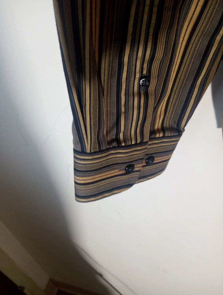 Camisa de vestir enro para hombre XL manga larga abotonada rayas sin sarga de hierro Foto 4 de 4