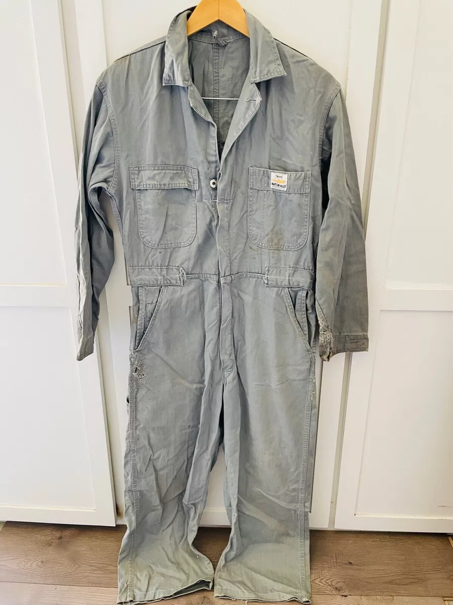 Vintage Sears Nation-Alls Herringbone Coveralls Jumpsuit USA VTG Grunge Mechanic