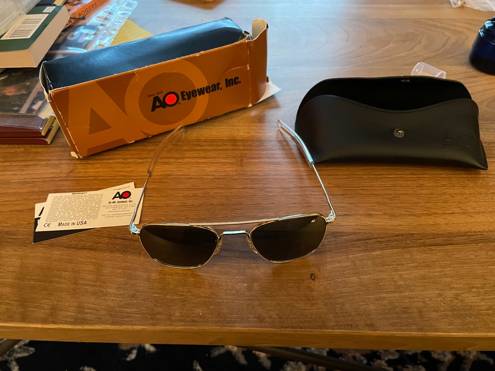 American Optical Original Pilot Men S Sunglasses Silver Frame And Gray Lens For Sale Online Ebay