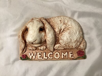 The Stone Bunny Welcome Plaque 1994 Vintage | eBay
