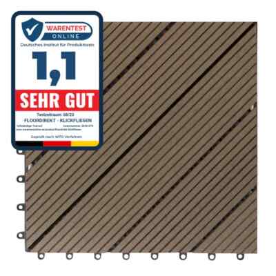 Terrassenfliese Klickfliesen Classic WPC 30x30cm Balkon 11er Set Dunkelbraun