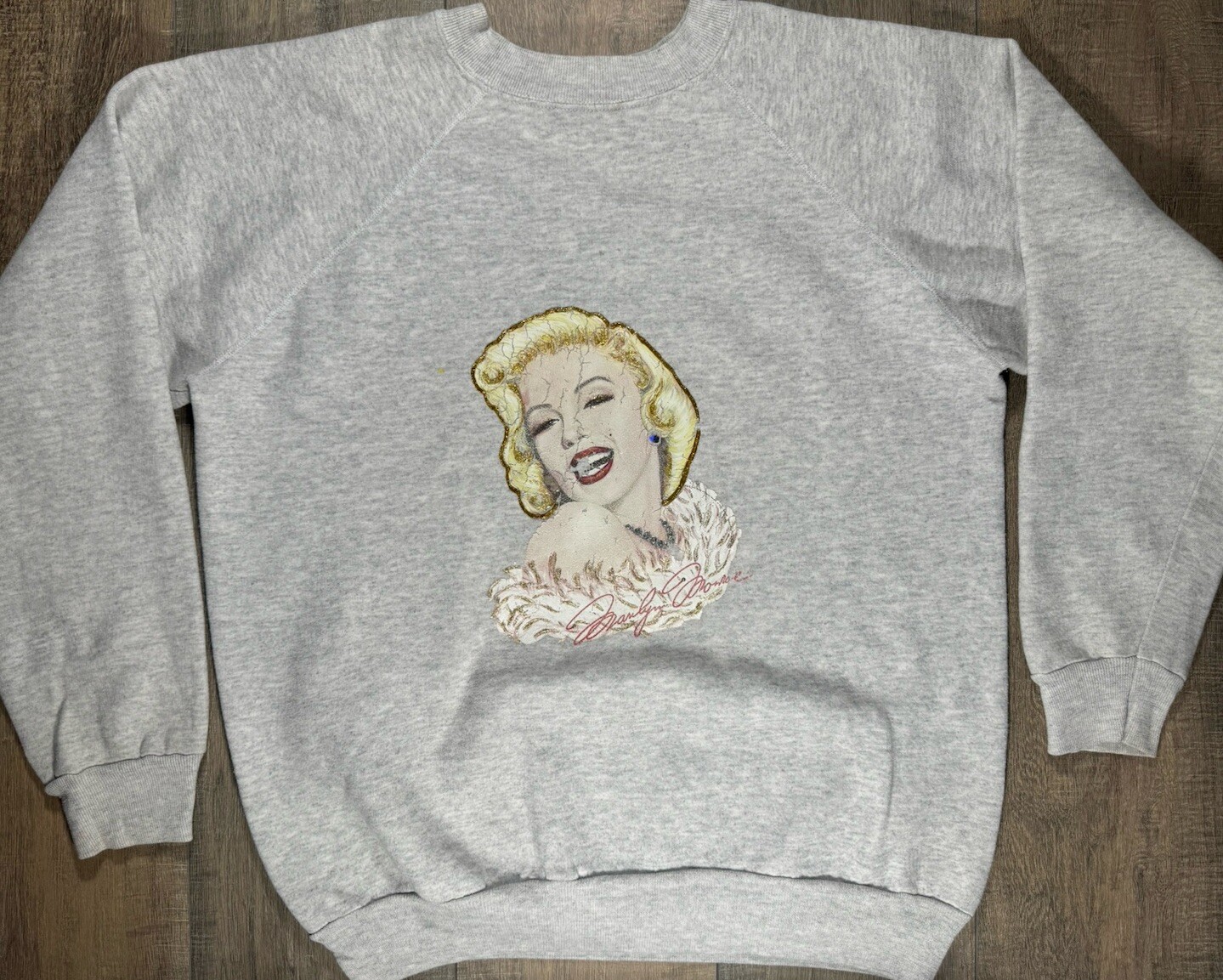 Vintage 90's Marilyn Monroe Puff Paint Portrait XXL USA Made Crewneck Sweatshirt