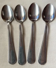 Oneida Northland Stainless Korea Fashionpoint Teaspoons Beaded Edge Glossy Set 4