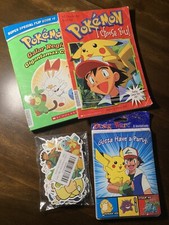 Pok mon Stickers 100 PCS, VTG WOTC Gengar Pikachu Ash Party Invites, books Lot