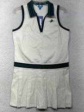 Prince Pickleball Dress Womens Medium Cream Green Pleated Athletic Collared