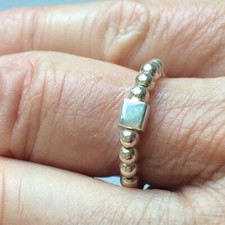 Sterling Silver Beaded Ring, Toe Ring, Thumb Ring, Stretch Ring for Women, Gift